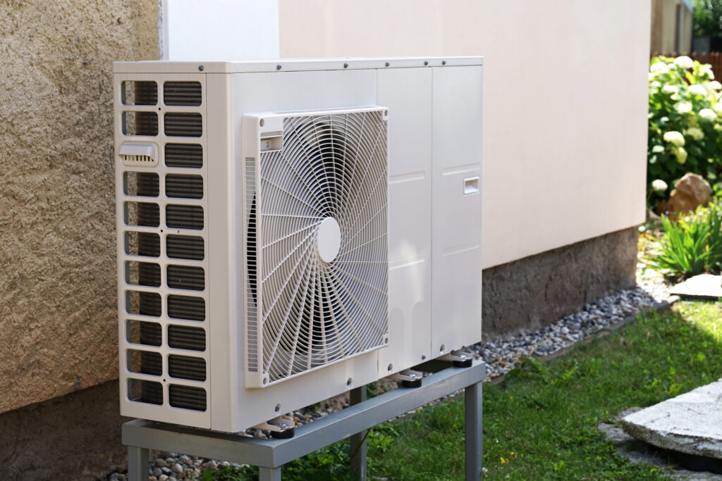 Heat pump installed outside of a home